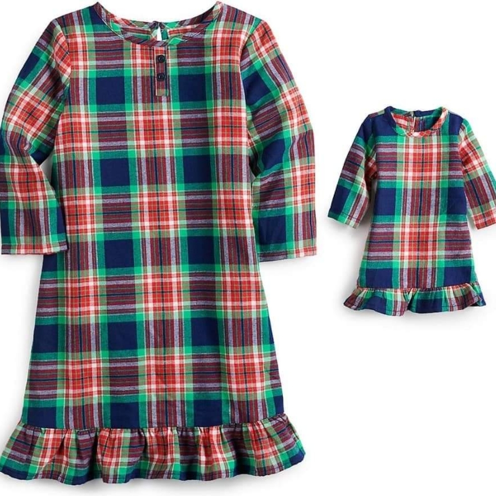 Plaid Pajamas for Toddler and Doll